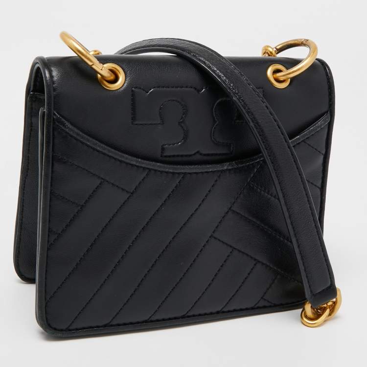 Pre Owned Tory Burch Black Leather Mini Alexa Crossbody Bag
