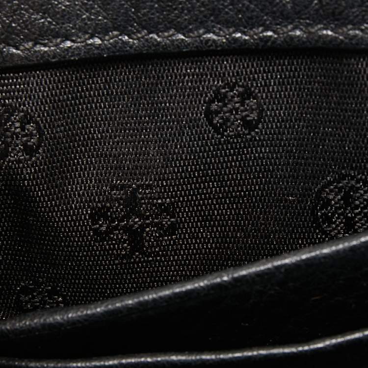 Pre Owned Tory Burch Black Leather Flap Shoulder Bag