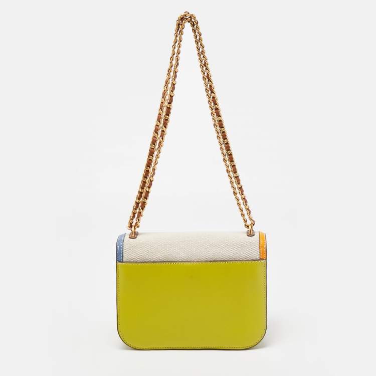 Pre Owned Tory Burch Multicolor Canvas and Leather Britten Shoulder Bag