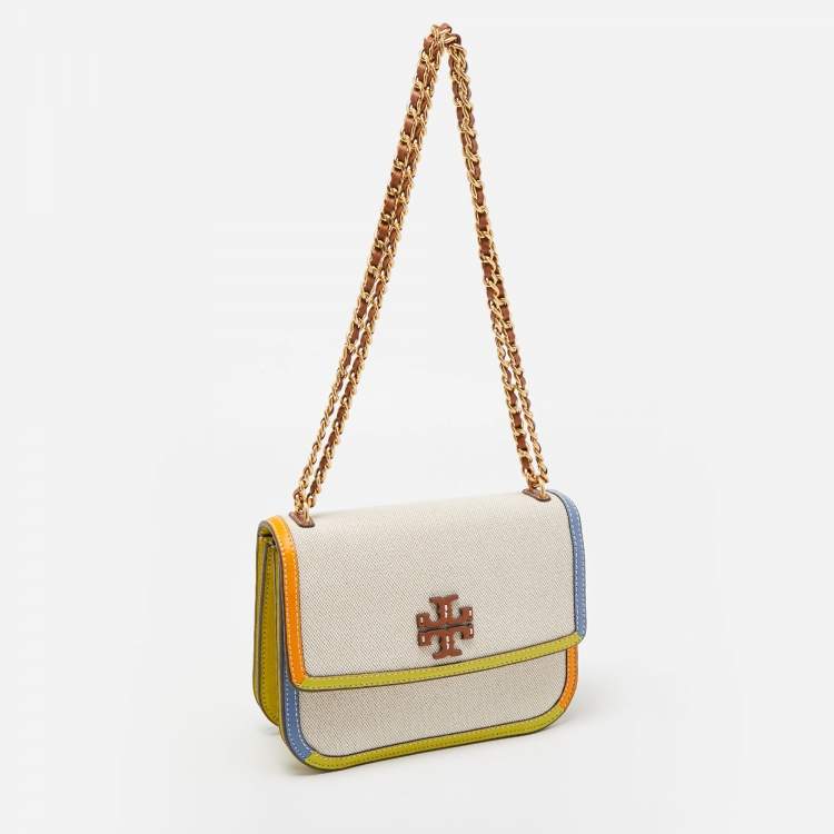 Pre Owned Tory Burch Multicolor Canvas and Leather Britten Shoulder Bag