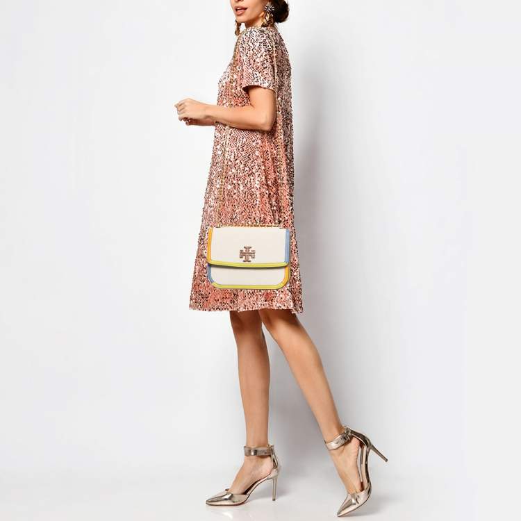 Pre Owned Tory Burch Multicolor Canvas and Leather Britten Shoulder Bag