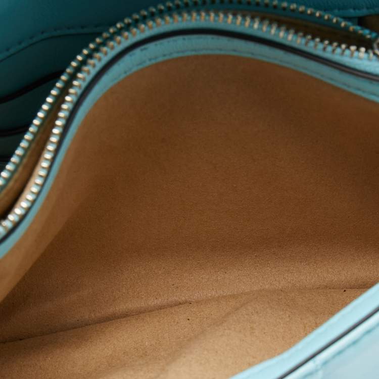 Pre Owned Tory Burch Light Blue Quilted Leather Kira Top Handle Bag
