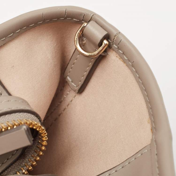 Pre Owned Tory Burch Grey Coated Canvas and Leather Gemini Link Zip Tote