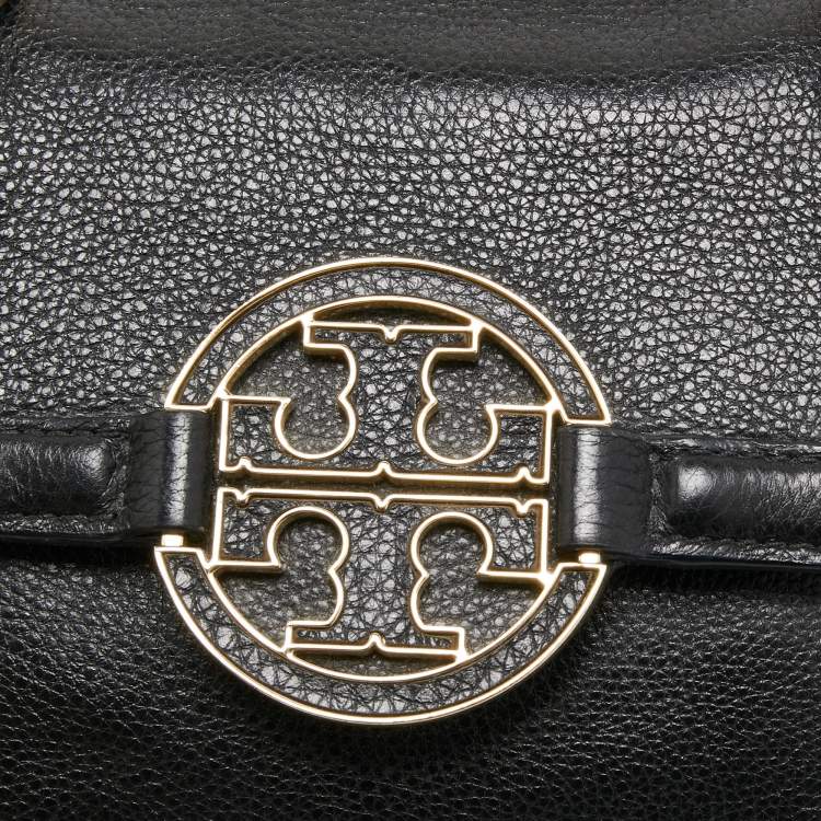 Pre Owned Tory Burch Black Leather Amanda Tote