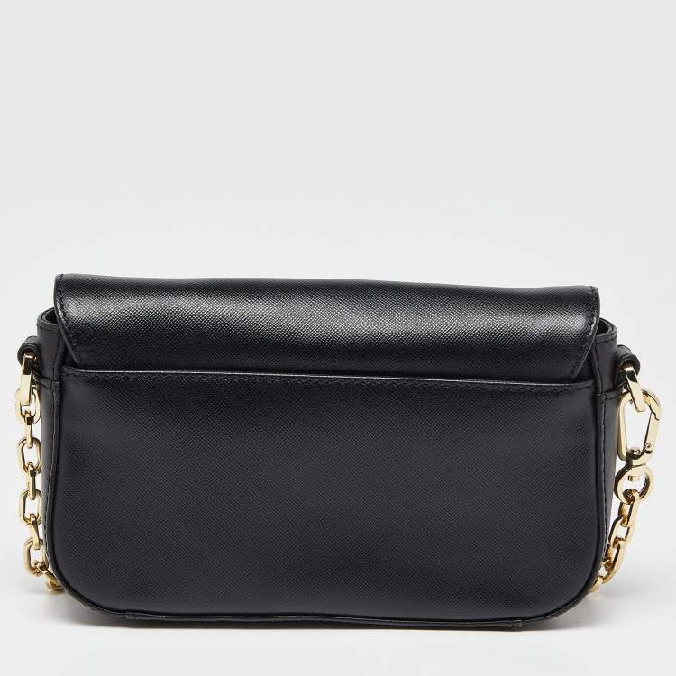 Pre Owned Tory Burch Black Leather Robinson Flap Crossbody Bag