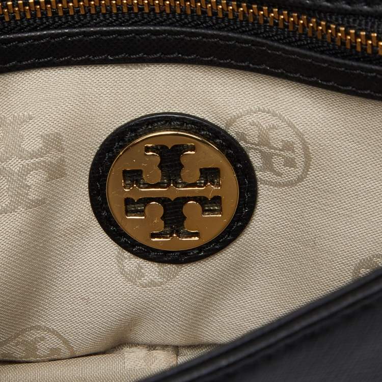 Pre Owned Tory Burch Black Leather Robinson Flap Crossbody Bag