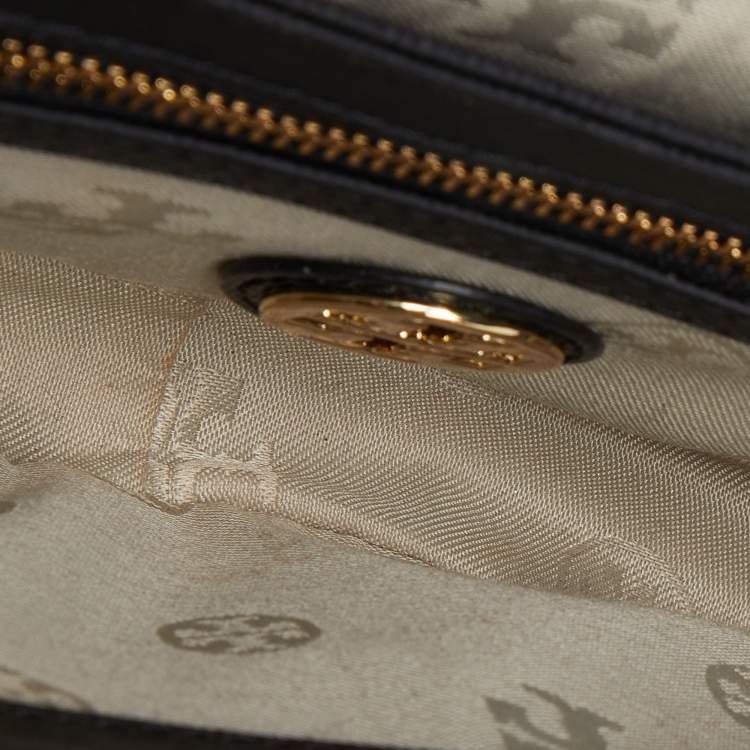 Pre Owned Tory Burch Black Leather Robinson Flap Crossbody Bag