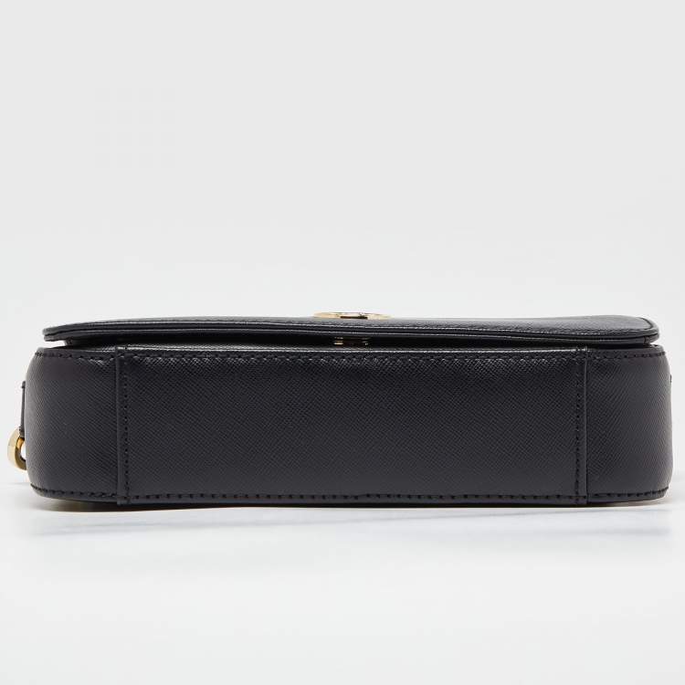 Pre Owned Tory Burch Black Leather Robinson Flap Crossbody Bag