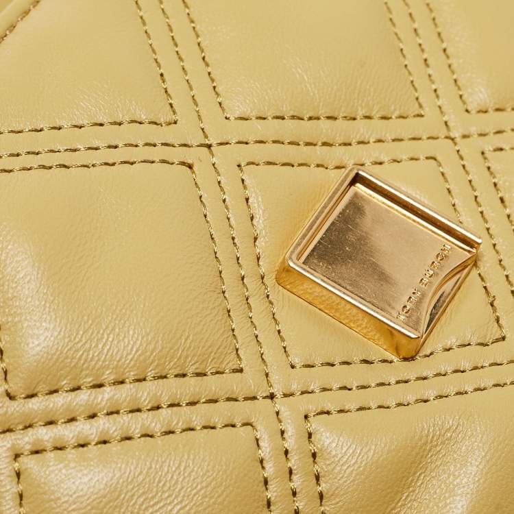 مملوكة مسبقًا Tory Burch Yellow Quilted Leather Small Fleming Shoulder Bag