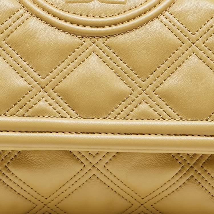 مملوكة مسبقًا Tory Burch Yellow Quilted Leather Small Fleming Shoulder Bag