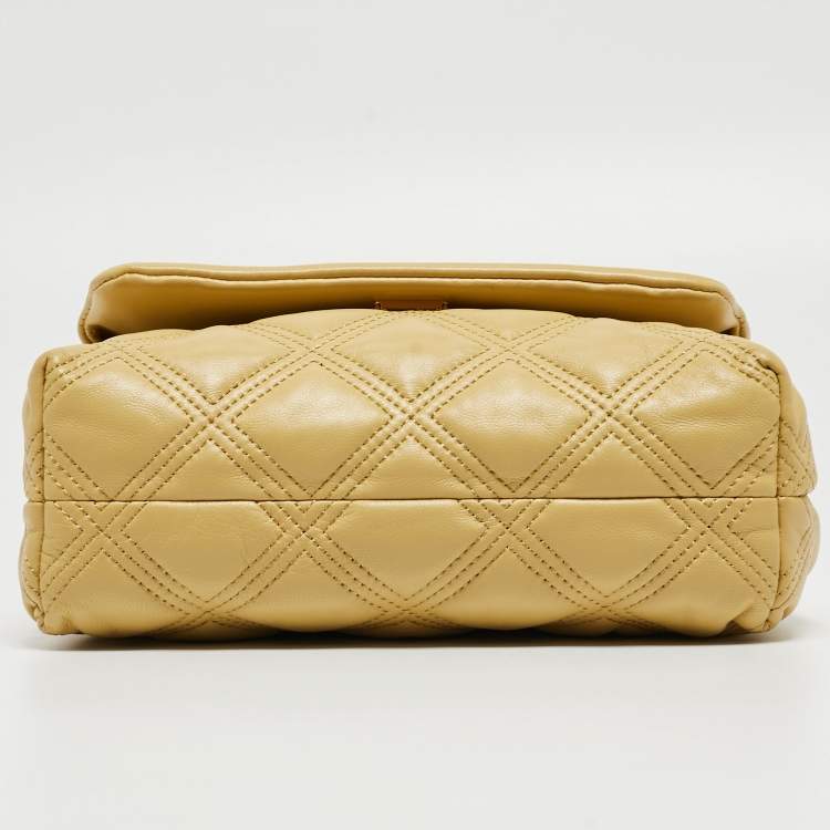 مملوكة مسبقًا Tory Burch Yellow Quilted Leather Small Fleming Shoulder Bag