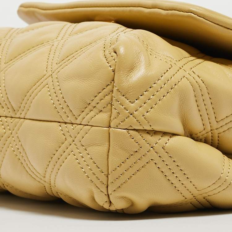 مملوكة مسبقًا Tory Burch Yellow Quilted Leather Small Fleming Shoulder Bag