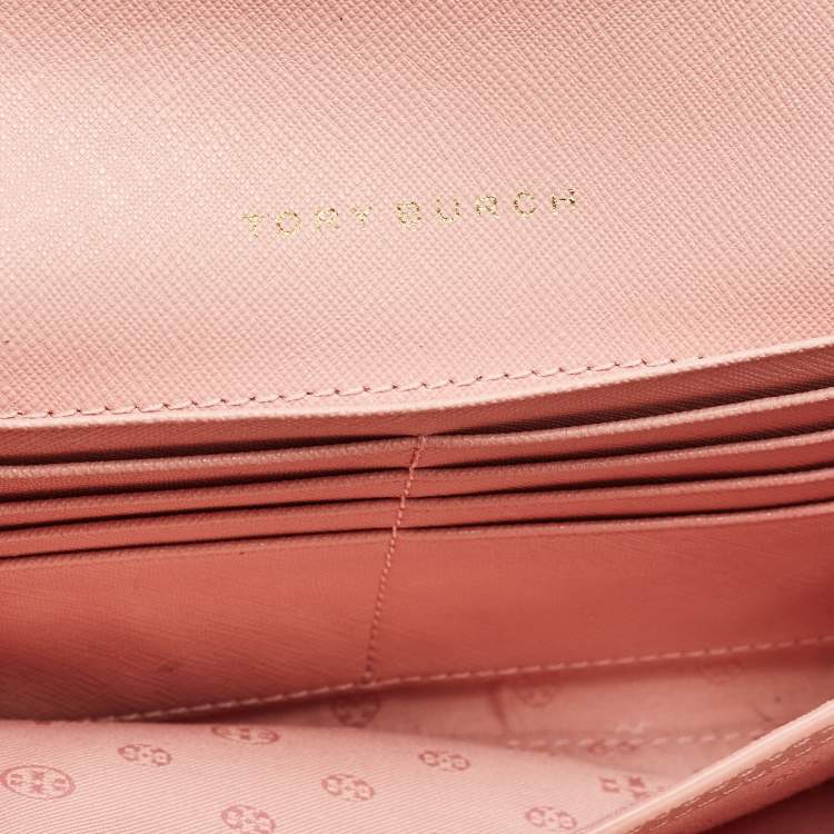 Pre Owned Tory Burch Light Pink Leather Robinson Chain Clutch 