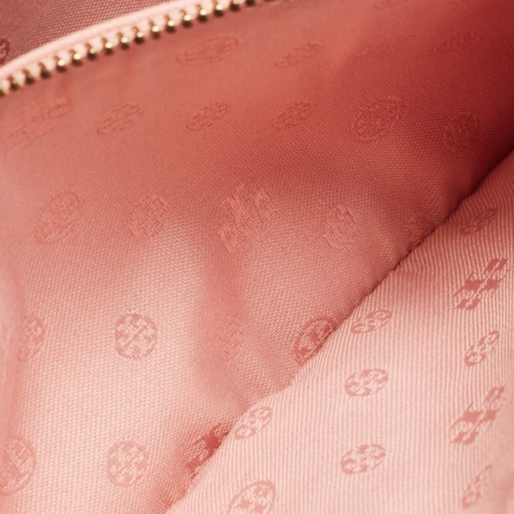 Pre Owned Tory Burch Light Pink Leather Robinson Chain Clutch 