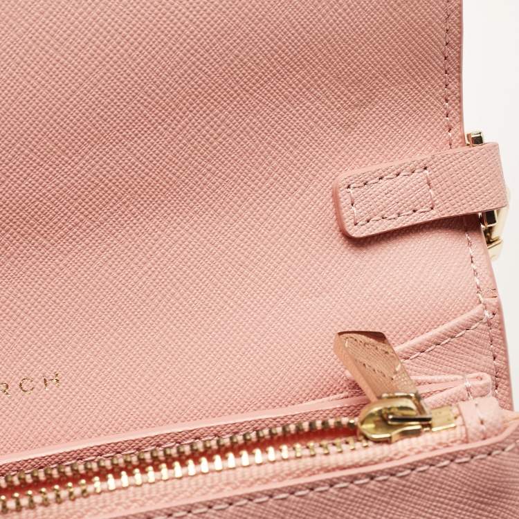 Pre Owned Tory Burch Light Pink Leather Robinson Chain Clutch 