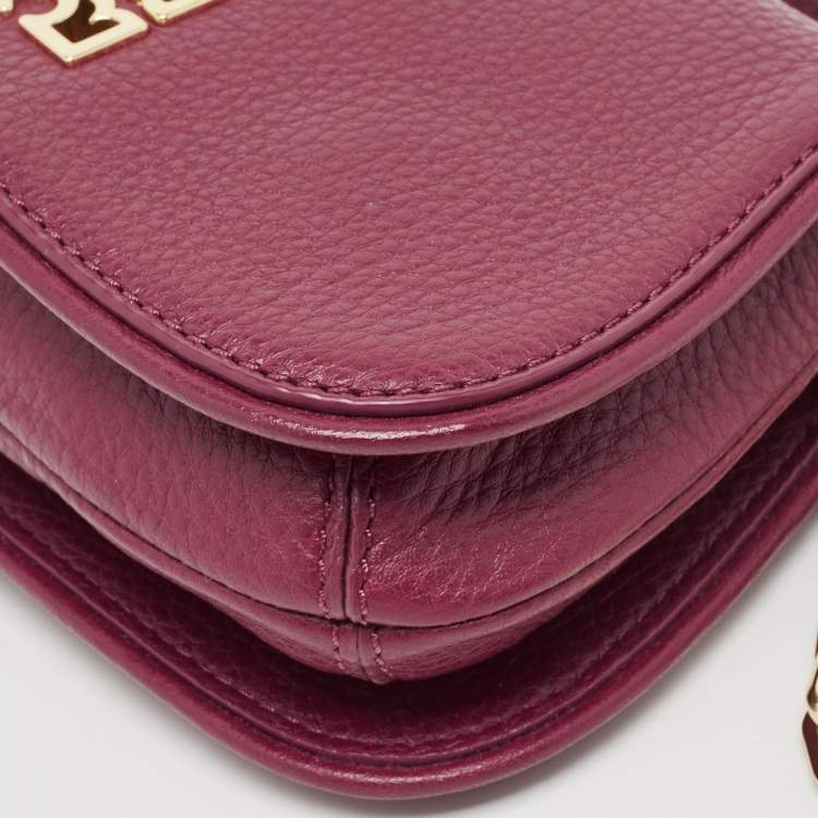 Pre Owned Tory Burch Burgundy Leather Bitten Clutch Bag