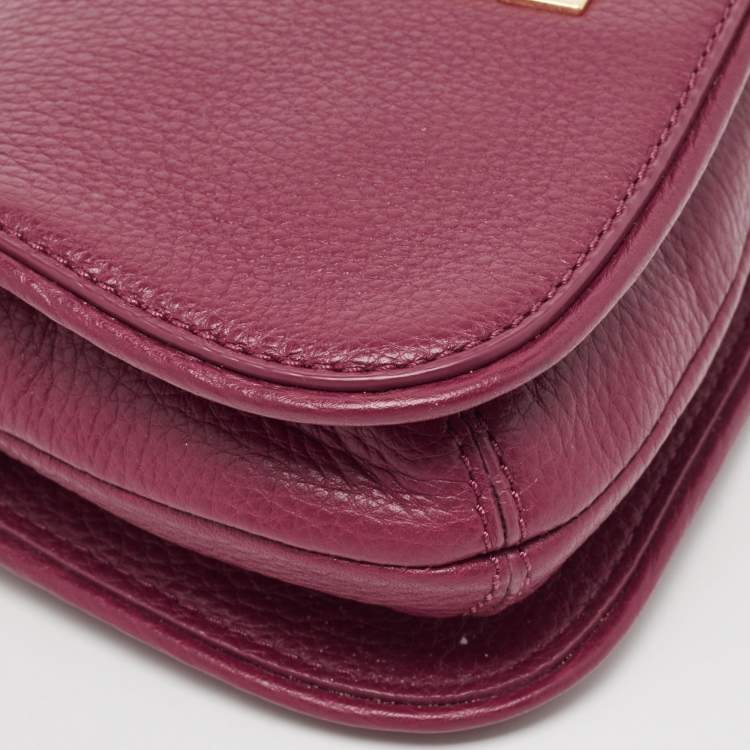 Pre Owned Tory Burch Burgundy Leather Bitten Clutch Bag