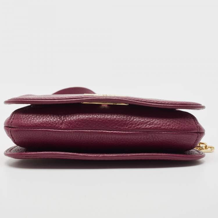 Pre Owned Tory Burch Burgundy Leather Bitten Clutch Bag