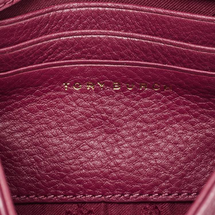 Pre Owned Tory Burch Burgundy Leather Bitten Clutch Bag