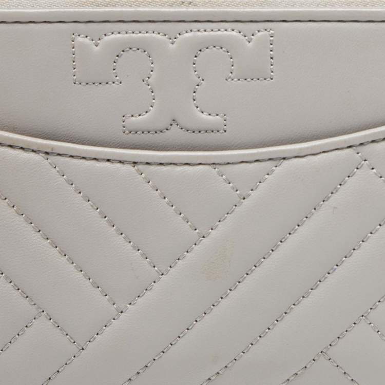 Pre Owned Tory Burch Grey Leather Alexa Continental Wallet