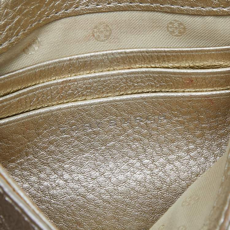 Pre Owned Tory Burch Gold Leather Britten Crossbody Bag