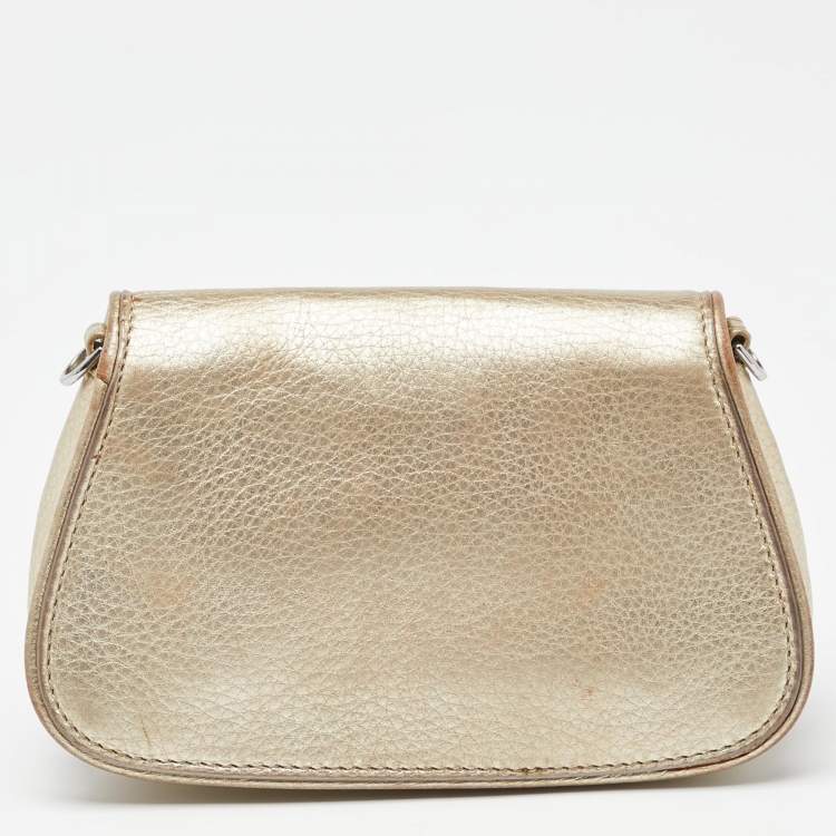 Pre Owned Tory Burch Gold Leather Britten Crossbody Bag