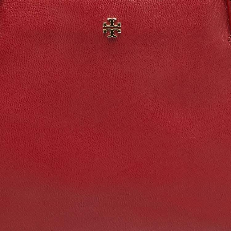 Pre Owned Tory Burch Red Leather Large York Buckle Tote