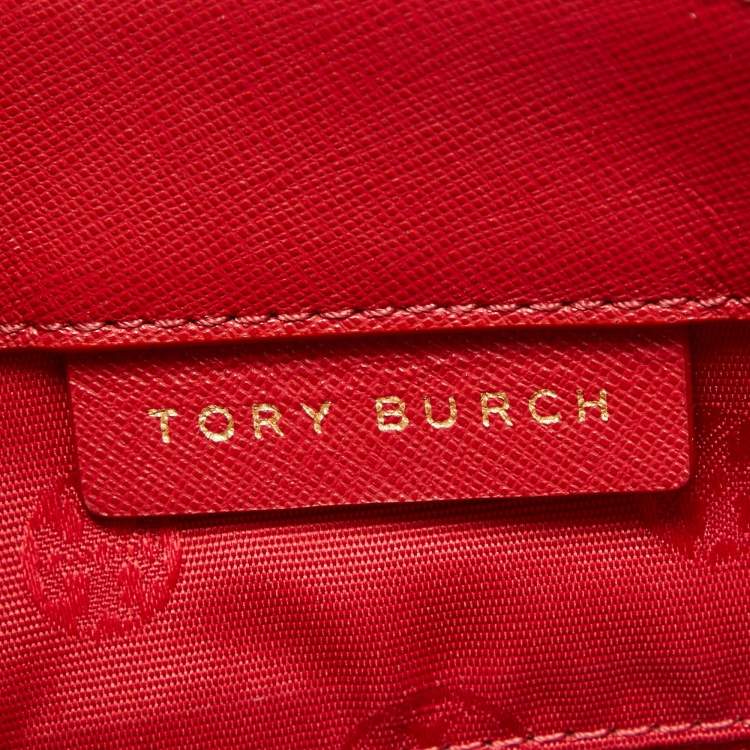 Pre Owned Tory Burch Red Leather Large York Buckle Tote