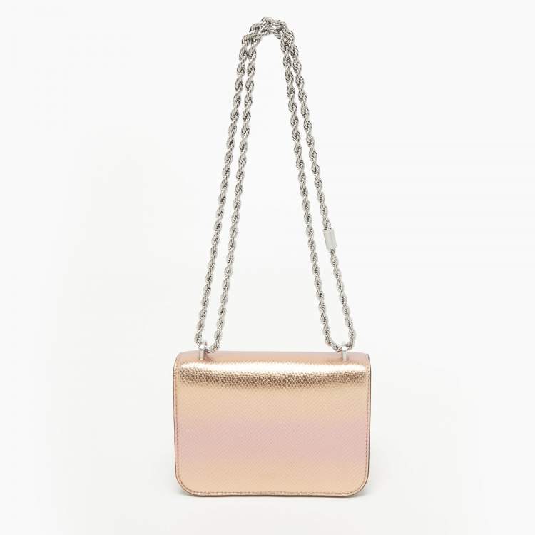 مملوكة مسبقًا Tory Burch Rose Gold Snake Effect Suede Small Eleanor Shoulder Bag