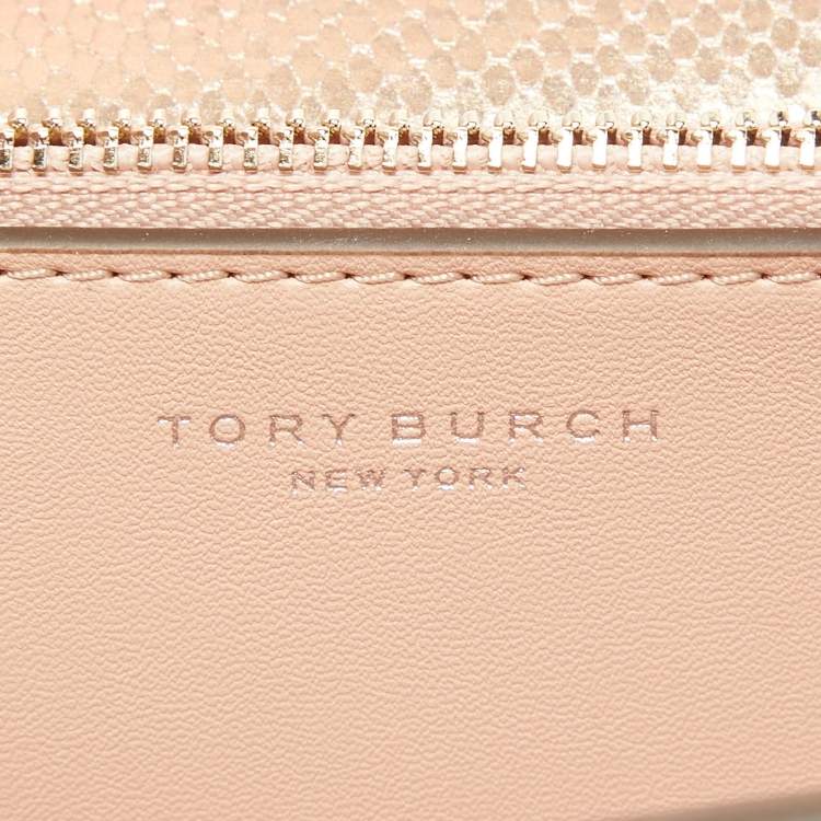 مملوكة مسبقًا Tory Burch Rose Gold Snake Effect Suede Small Eleanor Shoulder Bag