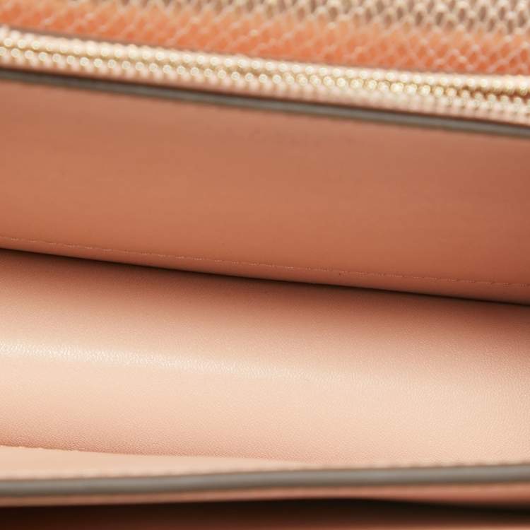 مملوكة مسبقًا Tory Burch Rose Gold Snake Effect Suede Small Eleanor Shoulder Bag