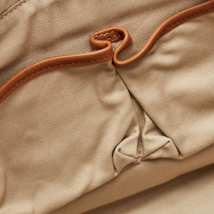 Pre Owned Tory Burch Brown Leather Bombe Tote