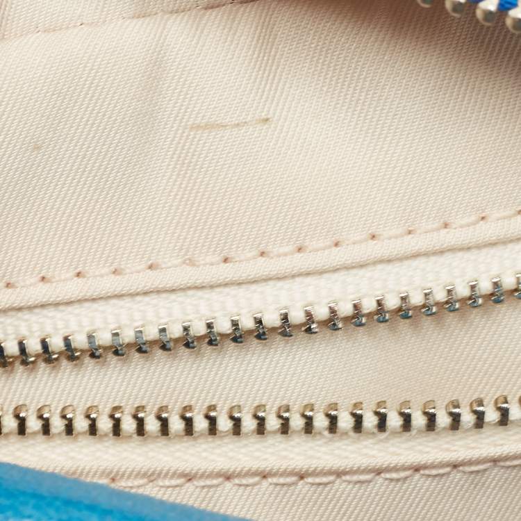 Pre Owned Tory Burch Blue Chevron Leather Fleming Camera Bag