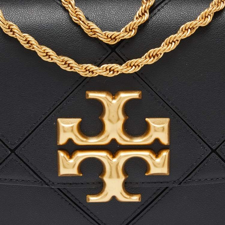 Pre Owned Tory Burch Black Diamond Quilt Leather Eleanor Shoulder Bag