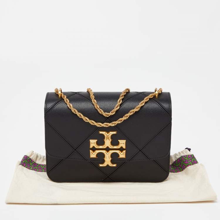 Pre Owned Tory Burch Black Diamond Quilt Leather Eleanor Shoulder Bag