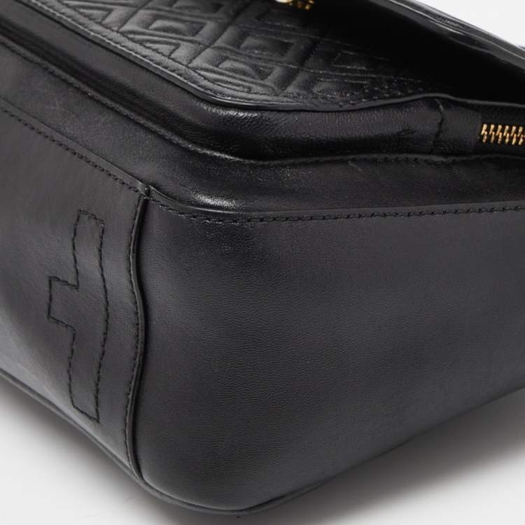 Pre Owned Tory Burch Black Quilted Leather Flap Top Handle Bag