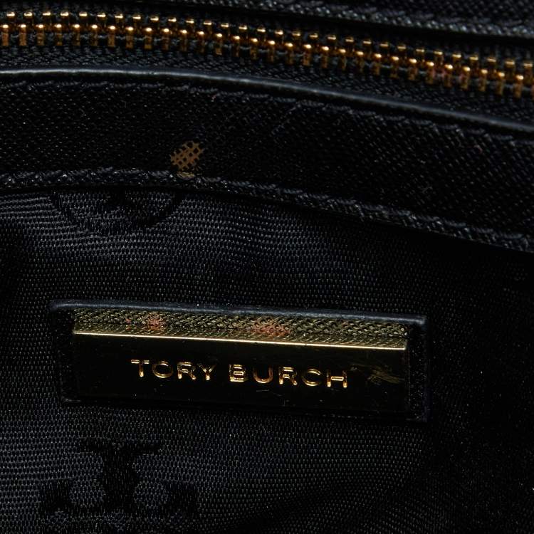 Pre Owned Tory Burch Black Leather Robinson Chain Crossbody Bag