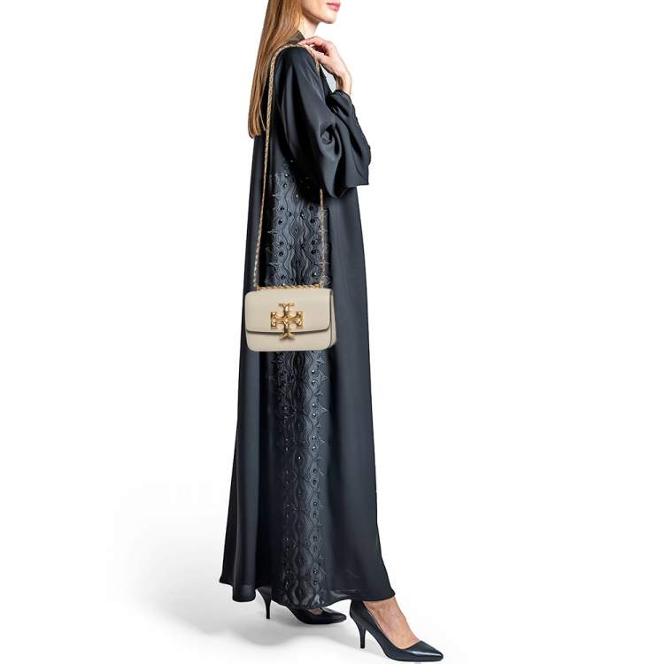 Pre Owned Tory Burch Light Beige Leather Small Eleanor Shoulder Bag