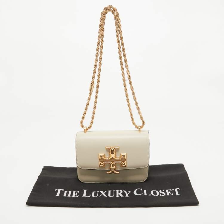 Pre Owned Tory Burch Light Beige Leather Small Eleanor Shoulder Bag
