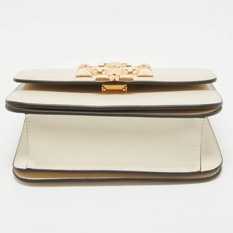 Pre Owned Tory Burch Light Beige Leather Small Eleanor Shoulder Bag