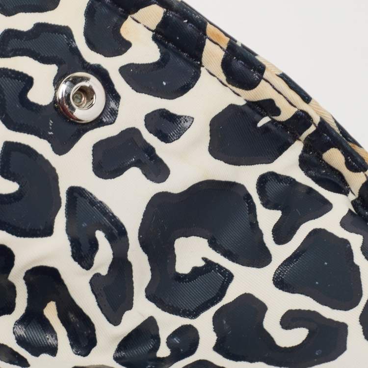 Pre Owned Tory Burch Navy Blue/White Nylon Ella Tote