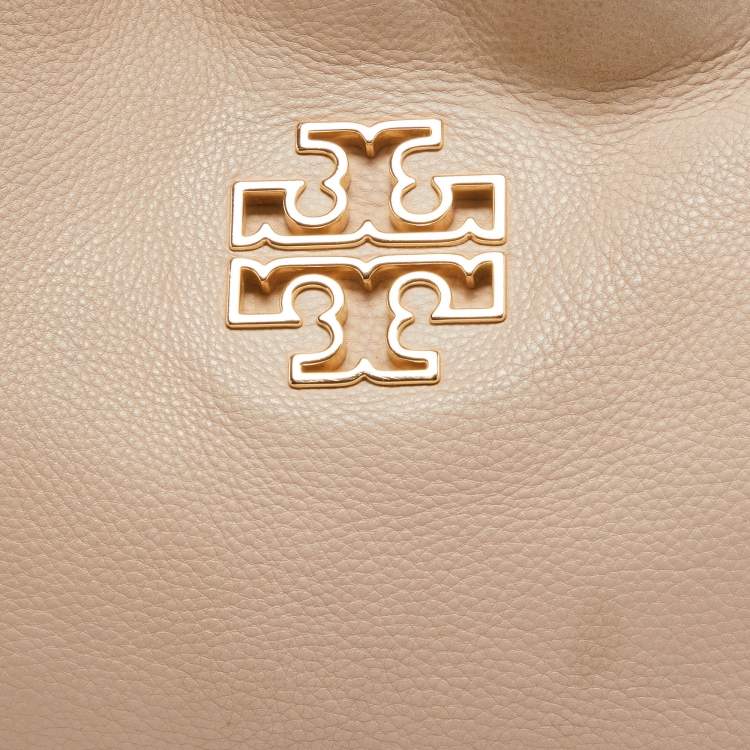 Pre Owned Tory Burch Light Pink Leather Small Britten Slouchy Tote