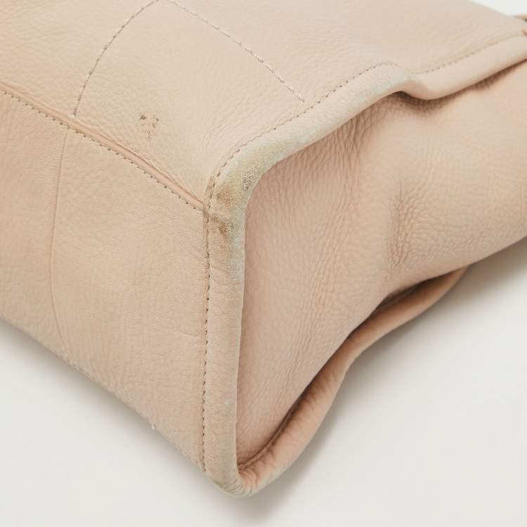 Pre Owned Tory Burch Light Pink Leather Small Britten Slouchy Tote