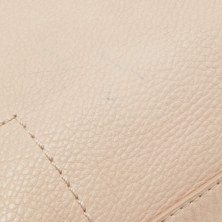 Pre Owned Tory Burch Light Pink Leather Small Britten Slouchy Tote