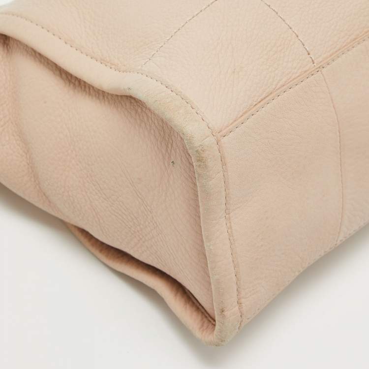 Pre Owned Tory Burch Light Pink Leather Small Britten Slouchy Tote