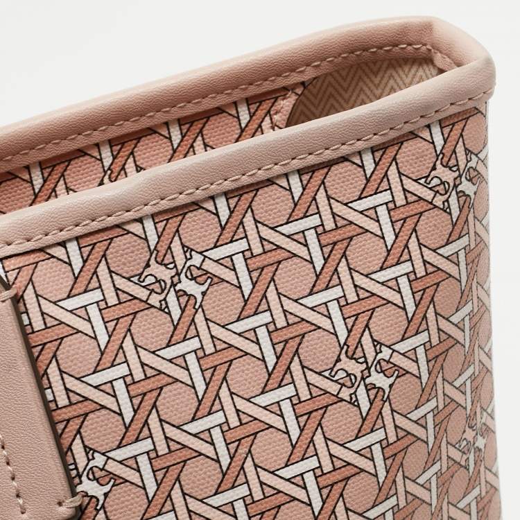 Pre Owned Tory Burch Pink Printed Coated Canvas Small Ever-Ready Zip Tote