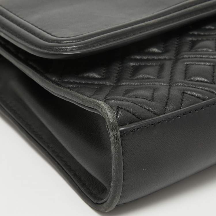 Pre Owned Tory Burch Black Leather Small Fleming Shoulder Bag