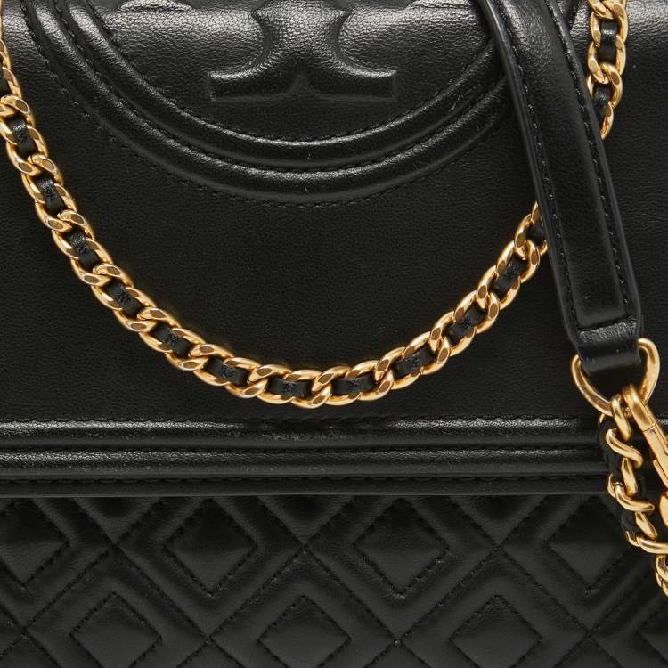 Pre Owned Tory Burch Black Leather Small Fleming Shoulder Bag