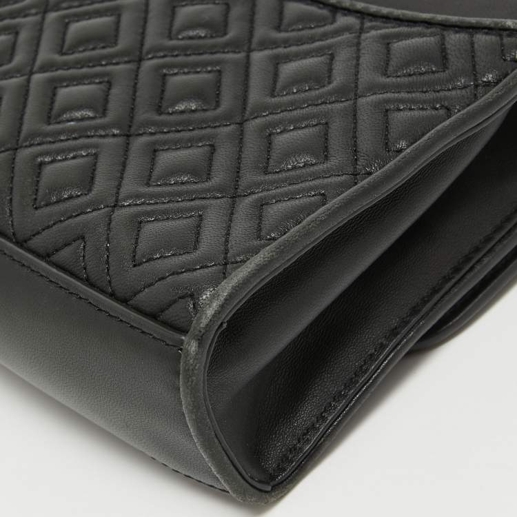 Pre Owned Tory Burch Black Leather Small Fleming Shoulder Bag