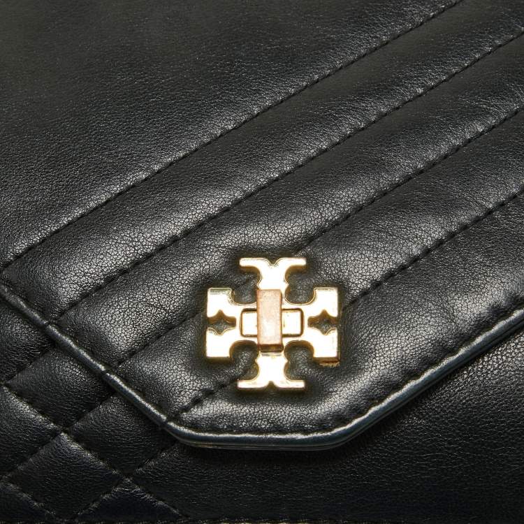 Pre Owned Tory Burch Black Leather Kira Envelope Flap Chain Bag